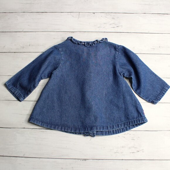 Clifford Vintage Denim Jean Jacket Top Baby Girl's Size 12 Months Big Red Dog - Picture 5 of 6